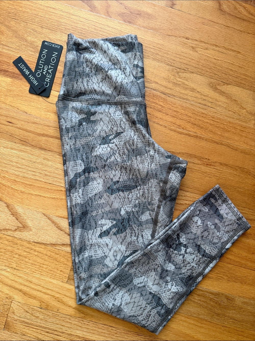 Evolution and Creation Grey Camouflage High-Waist Leggings